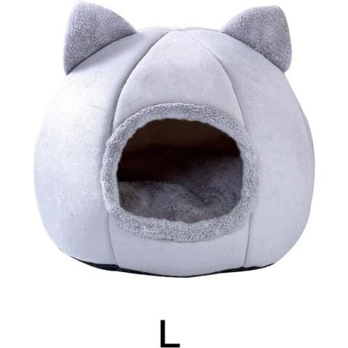 Pet Dog Cat Soft Foldable Round Tent House Kennel Winter Warm Small Cat Bed House Long Plush Felt Sleeping Pad Cotton Mat