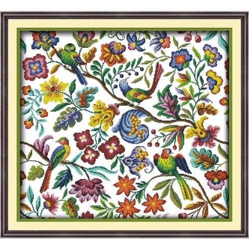 Birds' twitter and fragrance of flowers(5) cross stitch kit print canvas sew cross-stitching embroidery handmade needlework D953