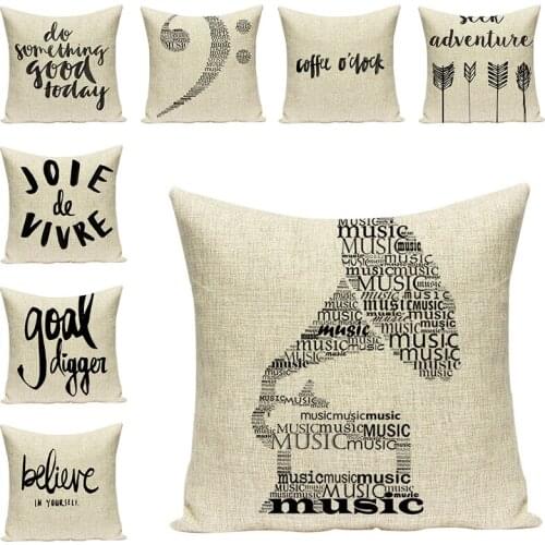 Letter Printed Pillow Cases For Sofa Pillow Cover For Chair Pillowcase Seat Linen Cotton Cushions Accessories Home Decoration