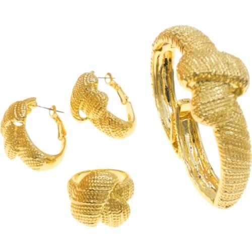 The latest Italian Gold Plated Jewelry Set Ladies Simple Style Design Three piece Wedding match B0057