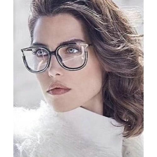 MINCL/ Oversize Half Frame Sunglasses Women Fashion Cat Clear Lens Eyeglasses Optical Glasses Frame UV400 NX