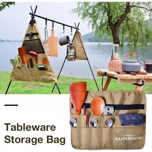 Outdoor Camping Storage Bag Picnic BBQ Waterproof Portable Oxford Cloth Hanging Tableware Organizer