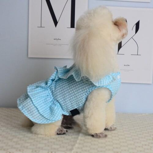 Dog Dress Clothes Princess Pet skirt Summer Thin Skirt Teddy Small Dog Skirt Cute Pet Clothes Printing Wave Point Gauze Skirt