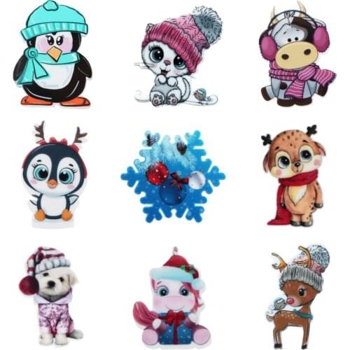 Christmas Cartoon Penguin Unicorn With Hat Flatback Resin Planar Cabochon For DIY Craft Embellishments ,1Yc17995