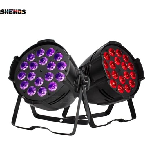 2Pcs SHEHDS Aluminum Alloy LED Par 18x18W 6in1 RGBWA+UV Lighting DMX 512 Stage Lights IP20 Dj Disco Ball Ligh Music luz luces