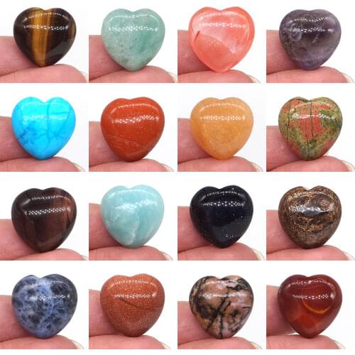 Love Heart Shaped Rose Quartz Crystals Healing Reiki Stone Carving Home Decoration Gift for DIY Jewelry Making Accessories 0.8"