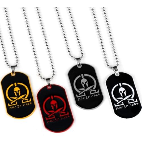 Sparta Military Tags dog tag pendant Necklace Men Cool Hip Hop Jewelry Necklaces Beads Chain Choker collares Collier