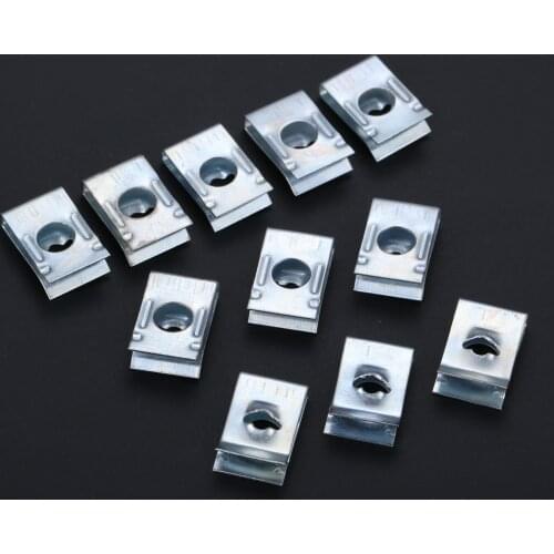 50Pcs Car Universal Speed Fasteners U Nuts Self Tapping Screw Spire Clip 6mm Hole Interior Door Trim Panels Clips Metal Rivets