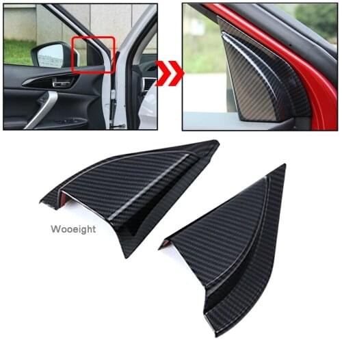 Wooeight 2Pcs ABS Carbon Fiber Front Door A Pillar Triangle Cover Trim Car Moulding fit for Mitsubishi Eclipse Cross 2018 2019