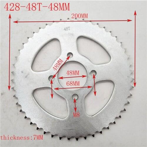 428 48T Tooth 48mm Rear Chain Sprocket fit ATV Quad Pit Dirt Bike Buggy Go Kart Motorcycle