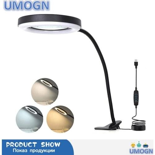 Led Light Glass Mirror 10X Magnifying Light 360° Optical Glass Lens Magnifying Lamp with Auxiliary Folding Stand for Sewing 72pc