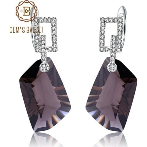 GEMS BALLET Natural Smoky Quartz Gemstone Drop Earrings for Women Real 925 Sterling Silver Dazzling Earrings Fine Jewelry Gift