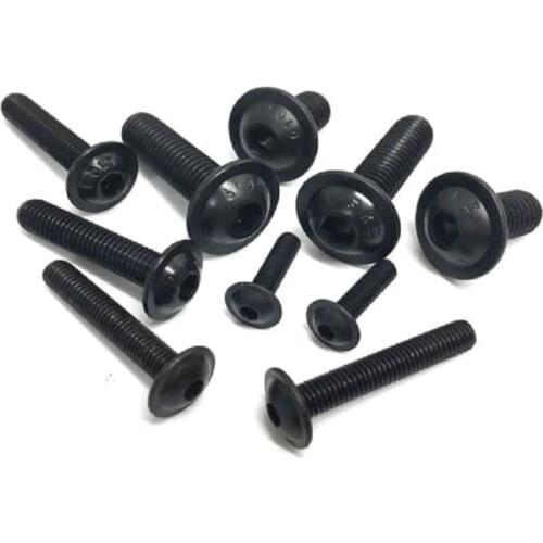 10pcs M6 M8 Bolt Socket Flange Button Head Screws 10.9 High Tensile Black Allen Bolts GB7380.2 L=10-30mm