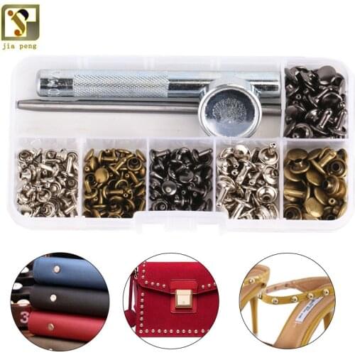 120 Sets/Pack Leather Repairing Decor Rivets of Metal Tubular Metal Single With Fixing Tool Kit