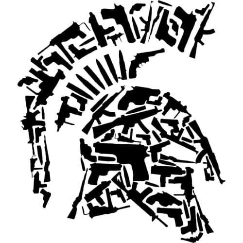 13.3CMX15.5CM Sparta Vinyl Motorcycle Helmet Gun Decorative Decal Car Stickers Black/Silver C1-3168