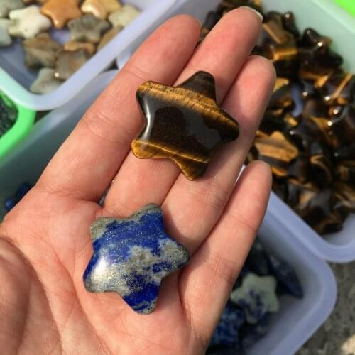 2pcs Natural Lapis Lazuli and Crystal gemstone Star meditation healing chakra polished quartz crystal star as gift