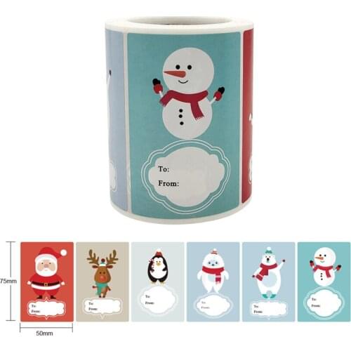 250pcs 6 Designs Cartoon Santa Elk Christmas Gift Name Tags Present Seal Labels Christmas Decals Gift Package Envelope Stickers