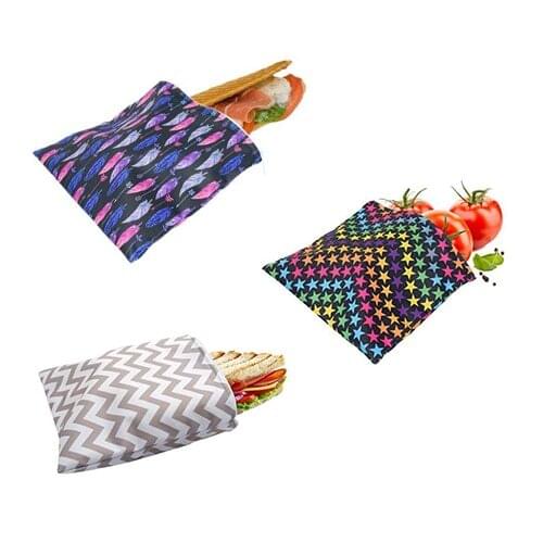3PCS Reusable Snack Bag Waterproof Bread Sandwich Bag Pouch for School Camping Work Travel