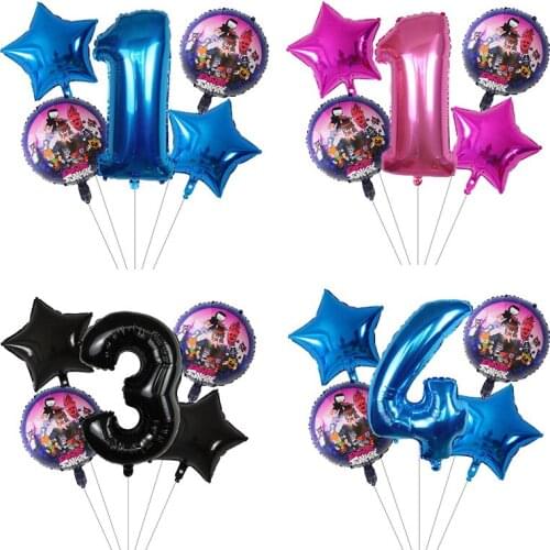 5pcs Friday Night Funkin Foil Helium Balloons Birthday Theme Party Supplies Toy For Kids Video Game Party Supplies Air Globos