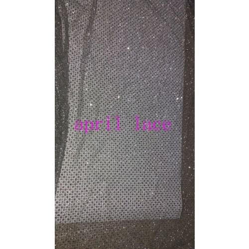5yards HL042 silver glued sparkle glitter mesh net tulle lace fabric for india african sawing /evening dress