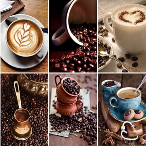 5D Diamond Painting Coffee Full Square Round Diamond Embroidery Cup Picture Of Rhinestones Mosaic Cross Stitch Kit Home Decor