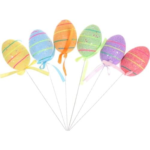 6 X Colorful Easter Spring Foam Easter Eggs Picks Easter Crafts Decor