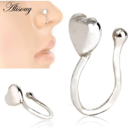 Alisouy 1pc Fake Septum Medical Titanium Nose Ring Steel Body Clip Hoop For Women Septum Piercing Clip studs Jewelry Gift
