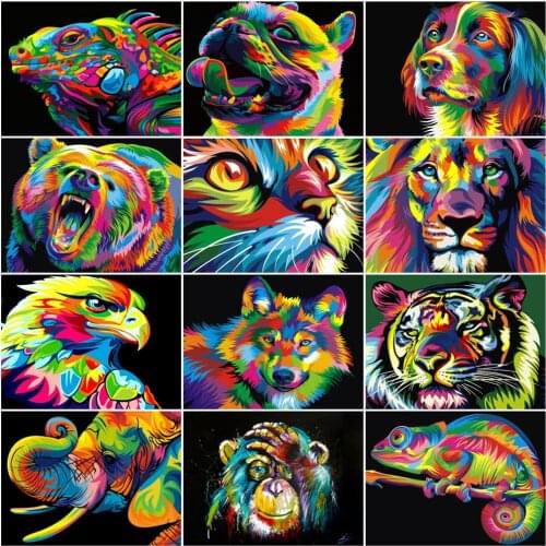 AZQSD 5D Diamond Painting Colorful Cat Full Kits Diamond Embroidery Animals Mosaic Picture Of Rhinestones Handmade Home Decor