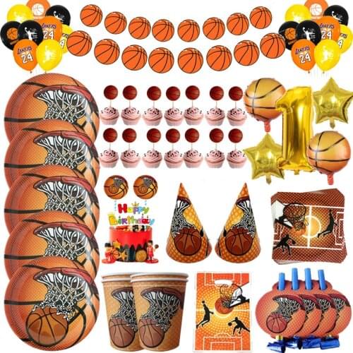 Basketball Theme Boy Birthday Party Decoration Disposable Tableware Napkin Plates Cups Baby Shower Ballons Decor Supplies