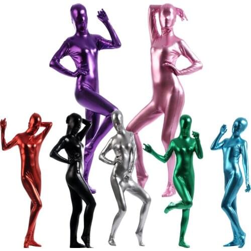 Unisex Shiny Metallic Zentai Suits Ladys Adult Kid Shiny Full Bodysuit Shiny Zentai Bodysuit Halloween Costumes