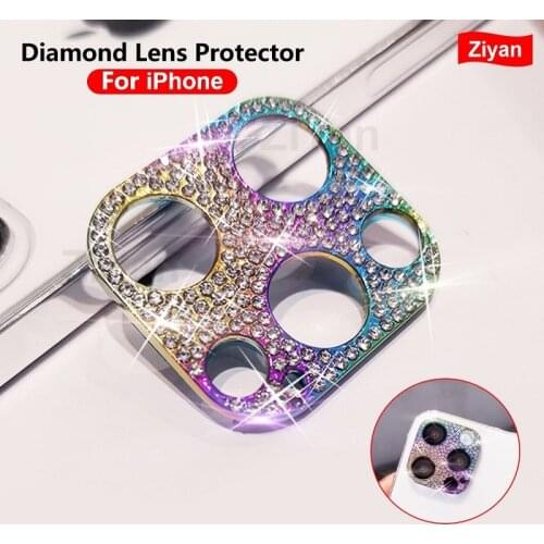 Rhinestone Glitter Camera Lens Protector Case For iPhone 12 11 Pro Max 12Mini X XS Max Shiny Diamond Full Screen Protective Film