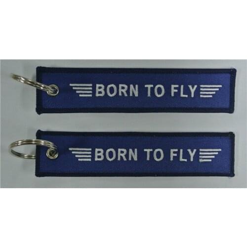 Born To Fly Embroidery Keychain for Suitcase Embroidery Fabric Key Chain
