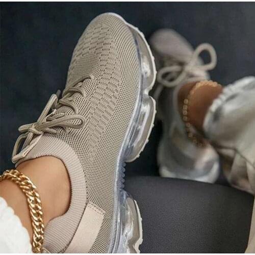 Women Vulcanized Shoes Mesh Lace Up Female Sneakers Comfort Walking Shoes Woman Casual Breathsble Ladies Plus Size Autumn New