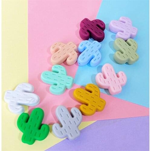 10PCS BPA Free Silicone Cactus Beads Teething Bead DIY Pacifier Cain Baby Teether Accessories