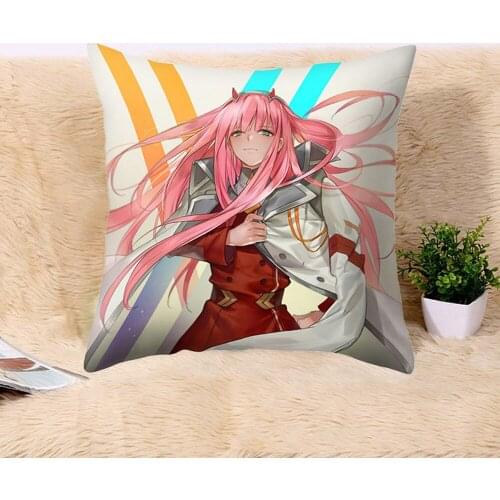 Anime DARLING In The FRANXX-zero Print Cushion Cover Short Plush Pillow Covers Throw Pillow Case Sofa Home Decor Pillowcase
