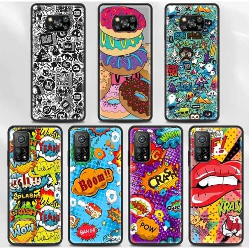 Case For Xiaomi Poco F3 M3 X3 NFC F1 Shell SmartCase for Mi Note 10 Pro Lite Cover Guscio Fundas Anime Graffiti Sticker