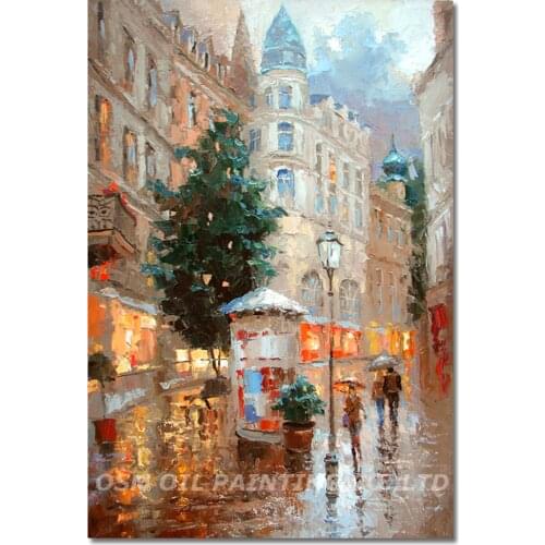 Dafen Master Artist Pure Hand-painted High Quality Impression Street Landscape Oil Painting on Canvas Impression Oil Painting