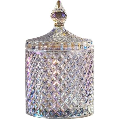 1PC Cookie Decorative Glass Crystal Jar Crystal Candy Dish Candy Jar Storage Container Organizer Jar for House Decoration