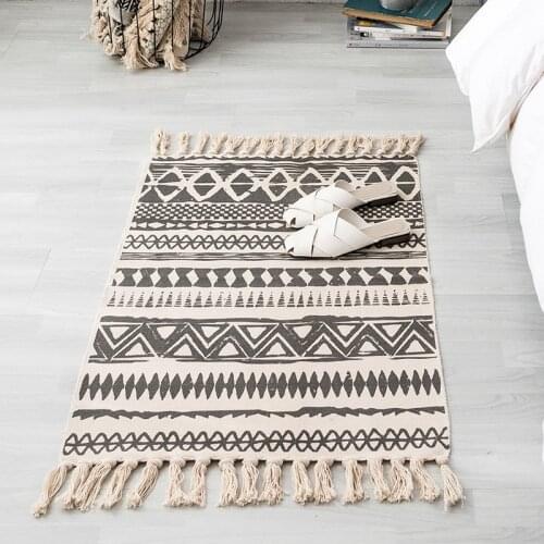 Cotton Linen Tassel Woven Welcome Door Carpet Floor Mat Bathroom Shower Foot Rugs