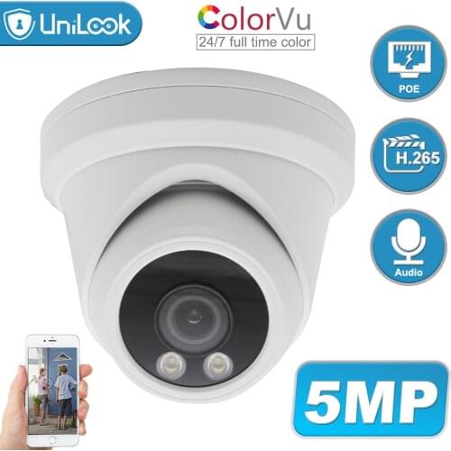 UniLook 5MP Dome Colorful Starlight POE IP Camera Built in Microphone Hikvision Compatible IP66 IP Camera ONVIF H.265 P2P View