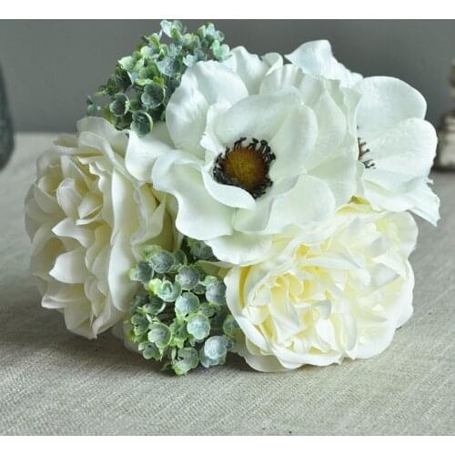 1Bunch European Artificial Peonies Bouquet Silk Fake Flowers For Wedding Party Home Living Room Decoration Accessories Outdoor