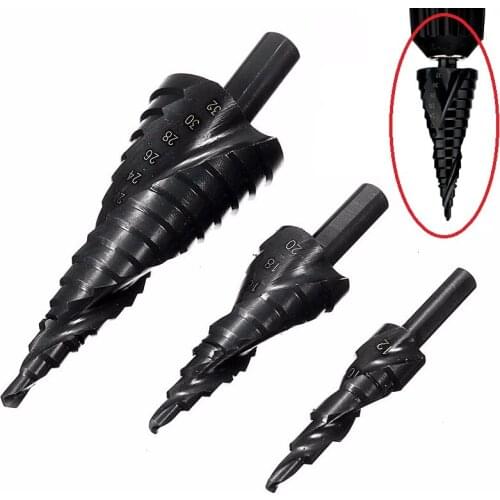 3PCS 4-12mm 4-20mm 4-32mm Cobalt Step Drill Bit Set Nitrogen High Speed Steel Spiral For Metal Cone Triangle Shank Hole Cutter