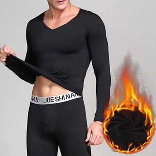 Men Underwear Suit Hot Stylish Plus Velvet Warmth Constant Temperature 37 Degrees Autumn And Winter Comfortable Underwear Suit