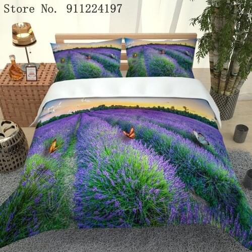 Flower Show Bedding Set Butterfly Duvet Cover Bed Linen Single Double Queen King Size Purple Tulip Quilt Covers Bedclothes