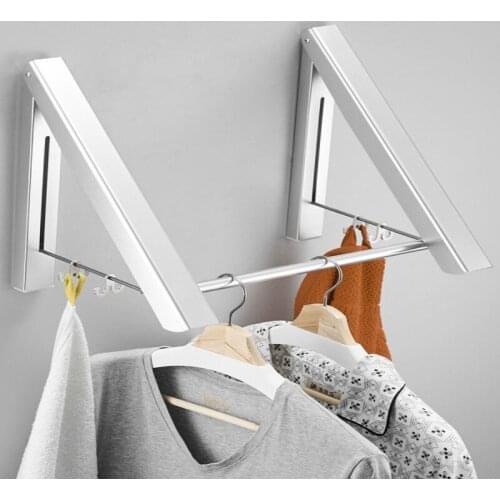 Space aluminum multifunctional folding drying rack bathroom balcony hotel invisible shrinkage wall hanging drying rack