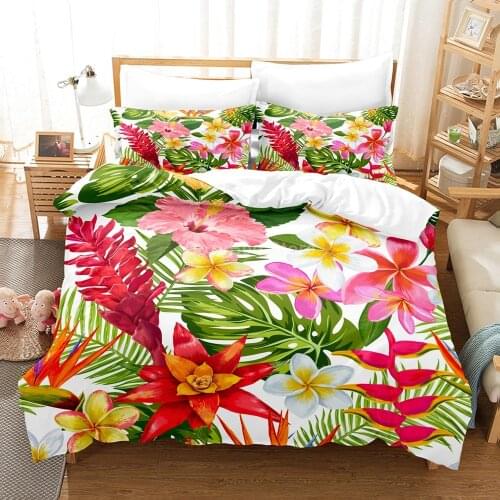 Colorful Floral Leaf Bedding Set 3d Duvet Cover Sets Comforter Bed Linen Twin Queen King Single Size Room Decor Kids Flowers