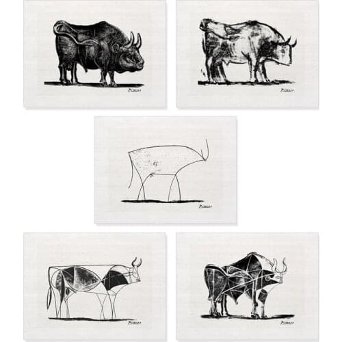 Picasso The Bull lithograph sketch linedrawing repro canvas art prints or poster unframed