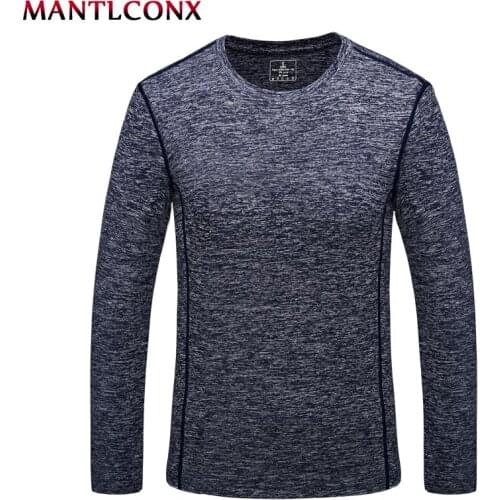 MANTLCONX 2021 New Quick Dry Cotton Shirt Men Bodybuilding Sport T-shirt Long Sleeve Elastic Top t Shirt Men Fitness Sportswear