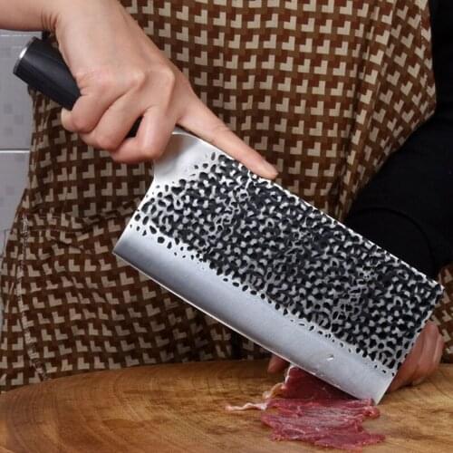 New Bone Cutter Cleaver Knife Handmade Forged Hammer Pattern Sharp Thickening Chopper Butcher Stainless Steel Chef Cooks Tools