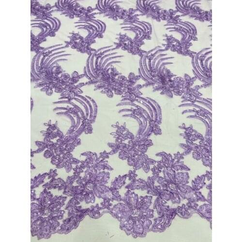 New Arrival Lovely Lilac Color Net Background Rope Embroidery Lace Tulle Shinning and Soft Turtle for Big Aso-Ebi Nigeria T073